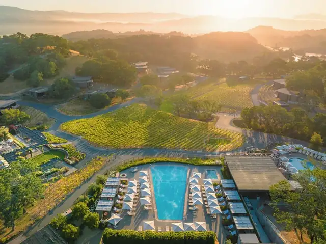 Montage Healdsburg in Healdsburg, overview of the resort among vineyards