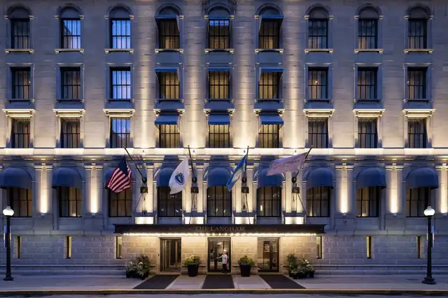 The Langham in Boston, classical building with many windows and a prominent entrance