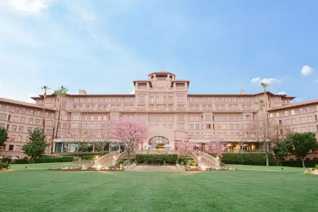 The Langham Huntington in Pasadena, large multi-story hotel with a symmetrical facade
