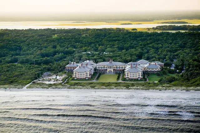 The Sanctuary on Kiawah Island, multi-story main building with a symmetrical facade